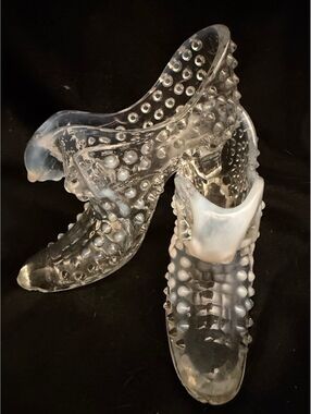 Clear glass slipper pair